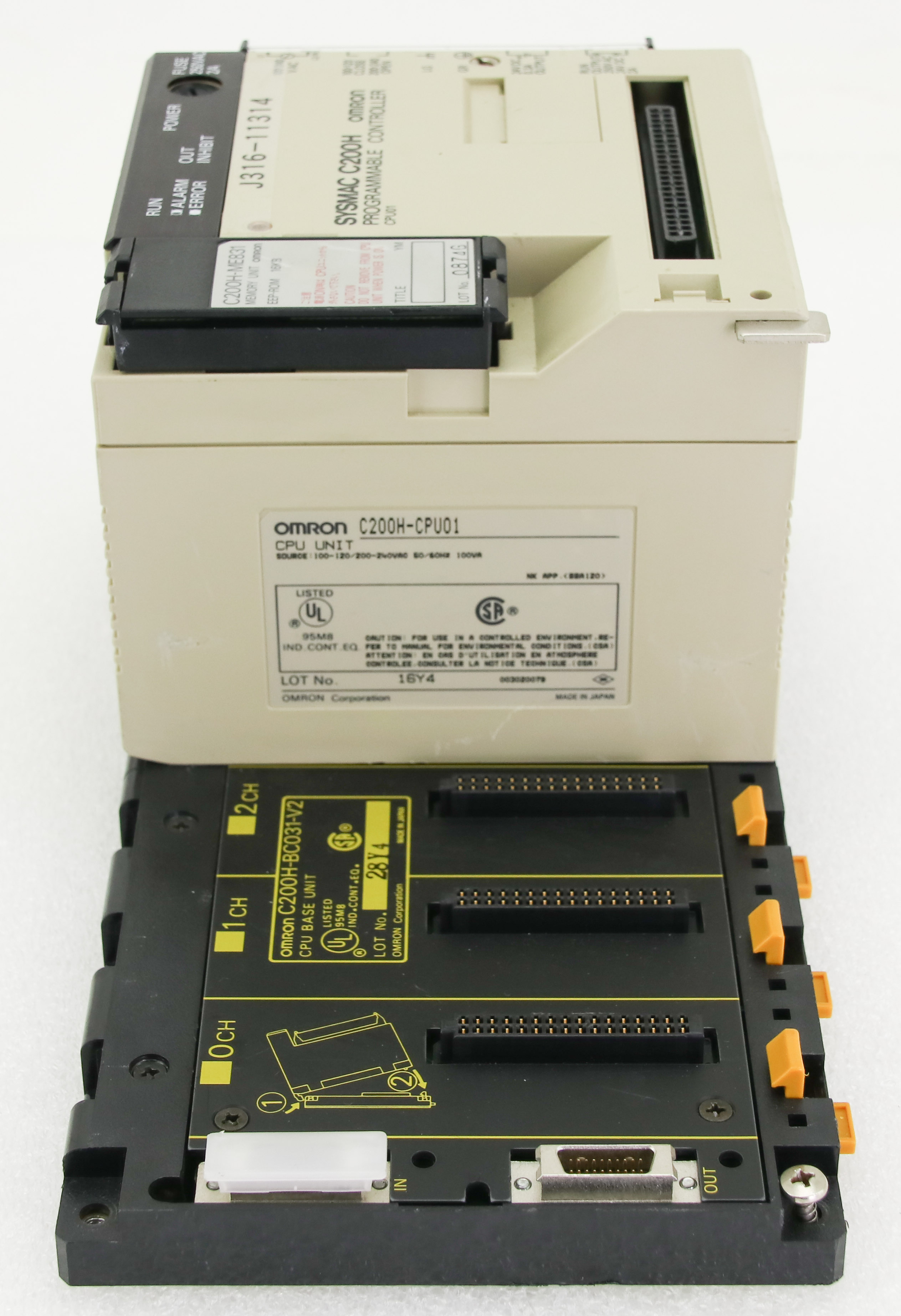 11314 OMRON SYSMAC C200H PLC W/BASE UNIT C200H-BC031-V2...